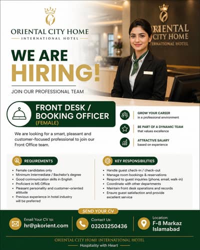 Front Desk / Booking Officer (Female)