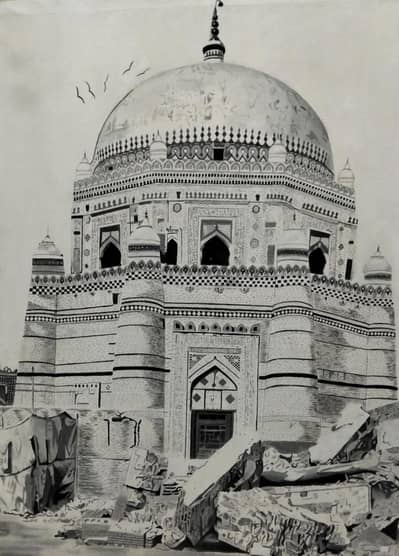 original Handmade Multan Shah Rukn-e- Alam oil painting (3×4 feet)