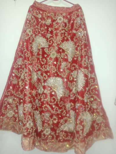 bridal red lehnga with pista green dopatta used once only