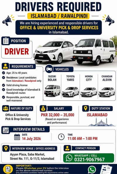 REQUIRED DRIVER FOR OVER FLEET