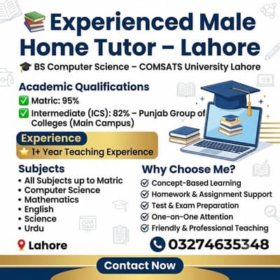 Expert Home Tutor in Lahore | Affordable Fee