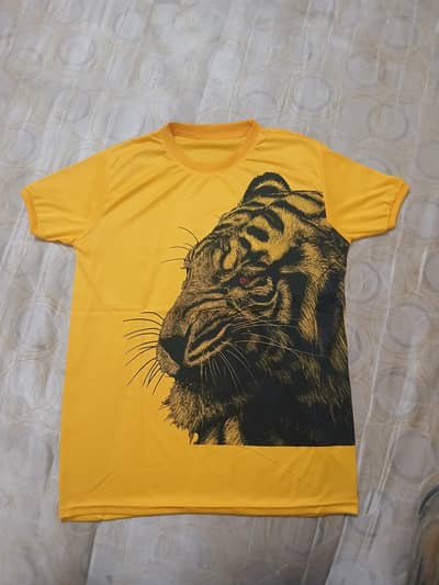 Stylish Men's Tiger Face Printed T-Shirt – Half Sleeves Casual Wear