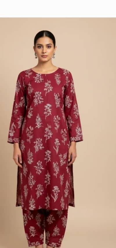 2 piece printed cotton suit