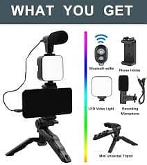 Vlogging Kit – Mini Tripod, Mic & LED Light for Video Making