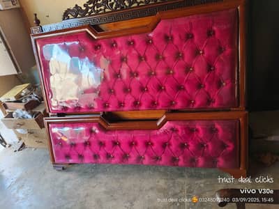 attractive style King size bed sides wooden center poushish