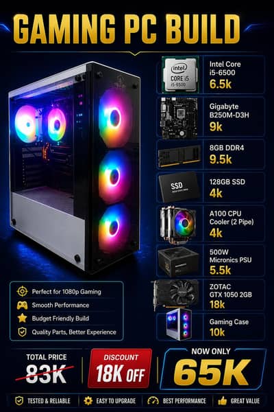 i5 6gen Gaming Build With GTX 1050.