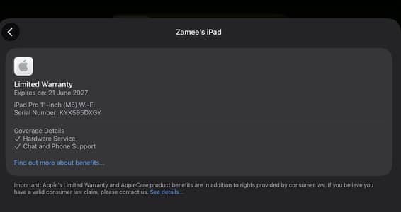 iPad Pro M5 11 inch Full Warranty