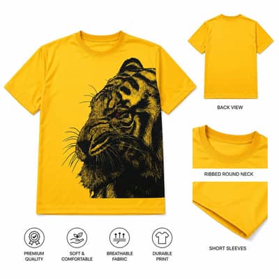 Stylish Men's Tiger Face Printed T-Shirt – Available in Large size