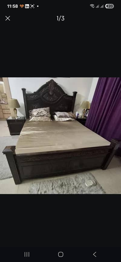 king size bed with dressing table and two side tables