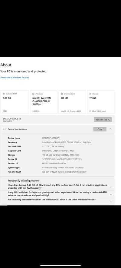 Lenovo Desktop All in one computer