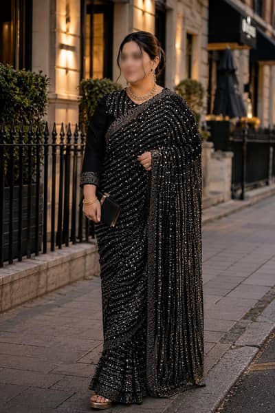 Net Saree Pearl and sequence