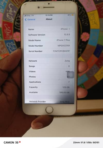 Iphone 7 plus 128gb approved 0/3/7/1/11/76/118