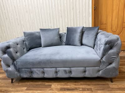Diamond Supreme Foam 7-Seater Sofa Set – Luxury Grey Velvet
