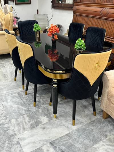 4,6,7Seater dining table-Dining table glass on top-Wooden dining,chair