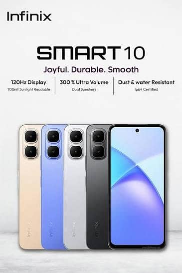Infinixe smart 10 PTA Proved 1year  8M front camera  warranty avaible