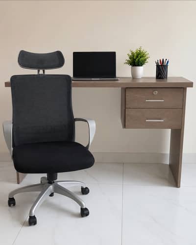 Brand New Ergonomic Office Chair with Headrest + Office Table | Premi