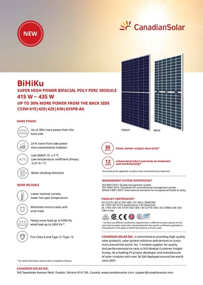 Canadian Solar Panels P Type 415W