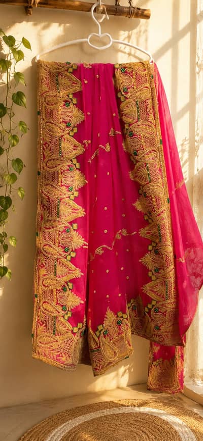 heavy lehanga + full embroidered dupatta
