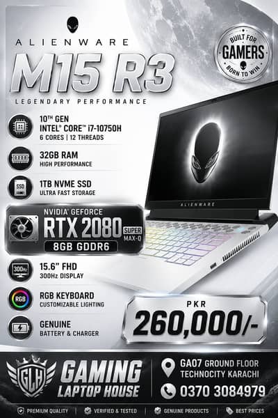 Alienware M15 R3| RTX 2080 8GB Super MQ | 300 Hertz