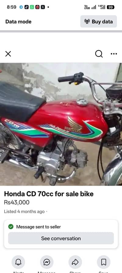 Honda bike CD 70 CC