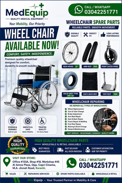 New Foldable Wheelchair – Heavy Duty Steel Frame Repair Pakista