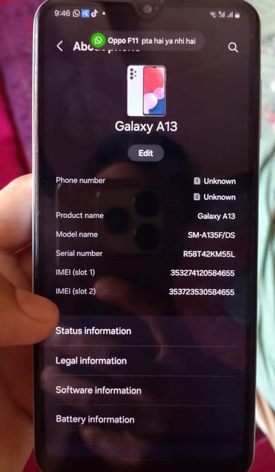 Samsung A13 for urgent sale(also exchange possible)