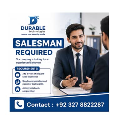 Experienced Salesman Required – Lahore (Sales Jobs) , Urgent Hiring