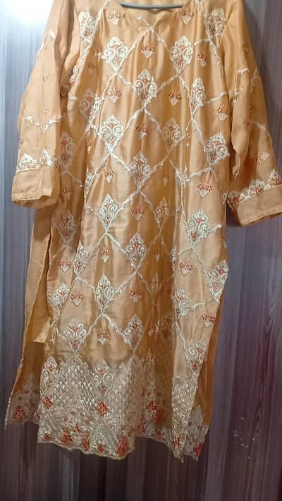 Brand New Peach Golden 2 Piece – Party/Wedding Wear – Large