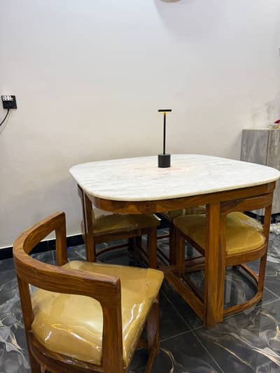 4 seater marble top dining table