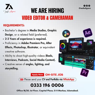 We are hiring a Video Editor & Cameraman.