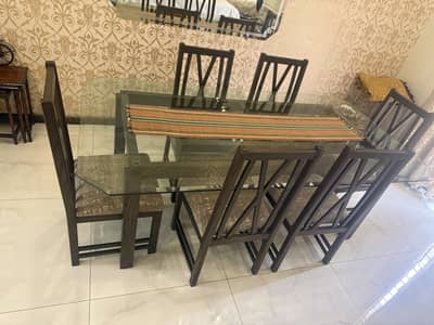 6 seater solid wood dining table