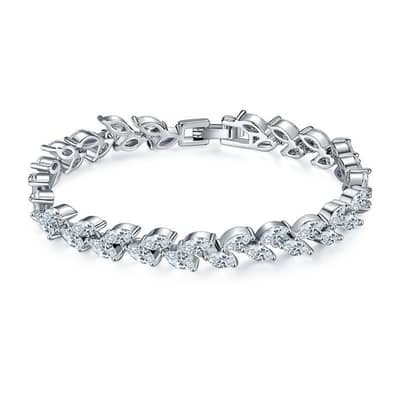 Platinum White Zircon Rise Bracelet For Women