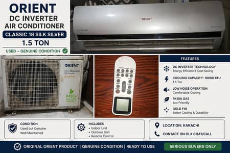Orient DC Inverter AC - Classic 18 Silk Silver 1.5 Ton | Genuine Cond-