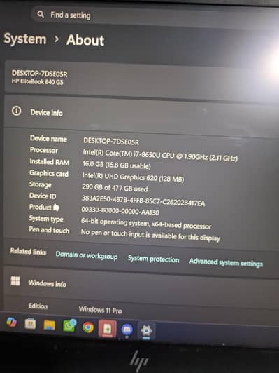 HP elitebook core i7 8th generation