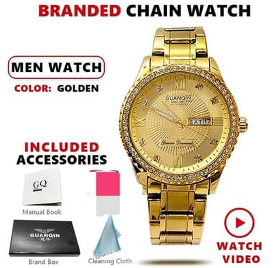 Men's Golden Stainless Steel Watch 38mm  Quartz Water Resistant
