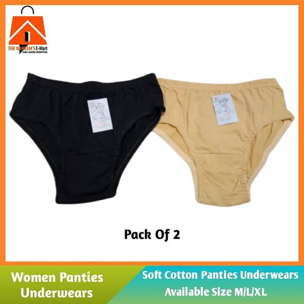 Pack of 2 Cotton Panties for Women and Girls – Breathable Underwear in Size M to XL