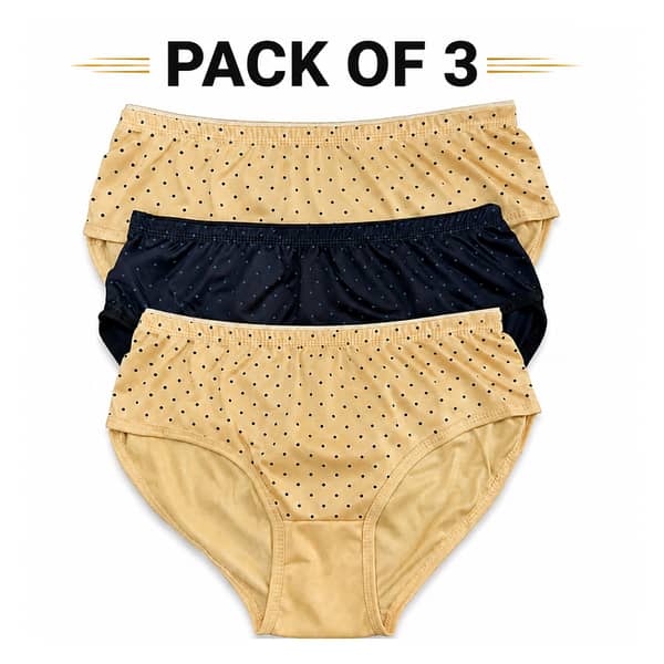 Pack of 3 Women’s Cotton Underwear Panties – Soft Printed Briefs in Skin and Black