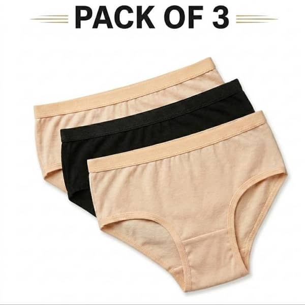Pack of 3 Women’s Cotton Panties – Soft, Stretchable, Breathable Daily Briefs (Skin & Black)
