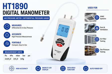 HT1890 Digital Manometer In Pakistan | Differential Pressure Gauge