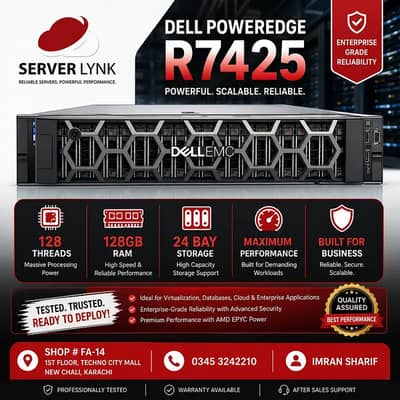 Dell PowerEdge R7425 | 128 Threads | 128GB RAM | 24 Bay