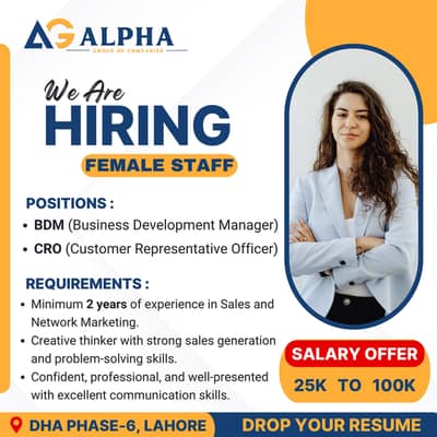 We are Hiring Female Staff - Sales Experts