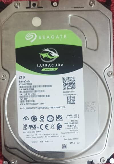 Seagate 2TBHDD in goid and A grade condition