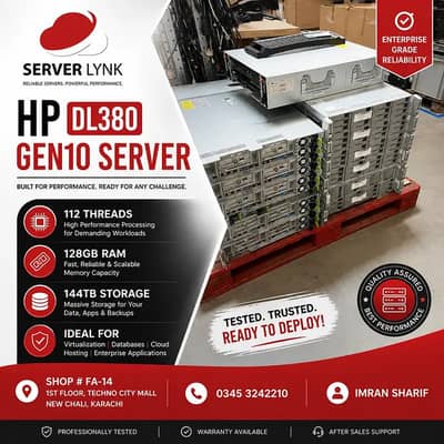 HP DL380 Gen10 Server | 112 Threads | 128GB RAM | 144TB Storage