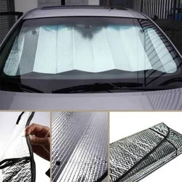 CAR WINDSCREEN SUN SHADE ALUMINIUM FOIL SILVER BUBBLE CURTAIN
