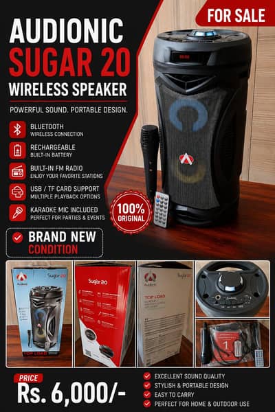 New Audionic Bluetooth Speaker with Microphone | Rechargabke Speaker