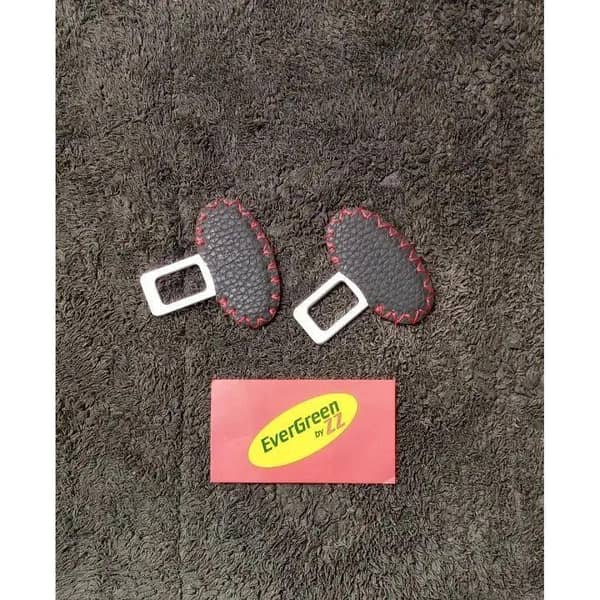 Car Universal Seat belt Clip Leather Metal material 2 pcs set Gray
