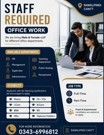 Meals and female staff required in office working