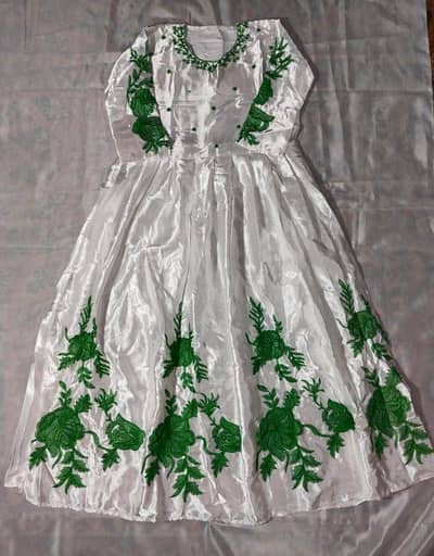 White maxi with green flower