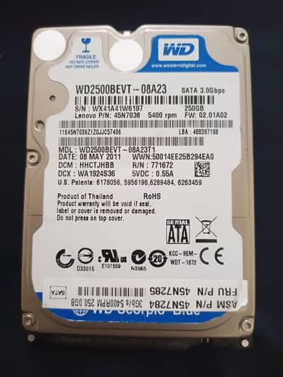 Western Digital Laptop 250Gb Hard drive (also can be use in computer)