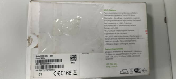 Zong Bolt + Wifi Device 4/5g All sims working long battery timing